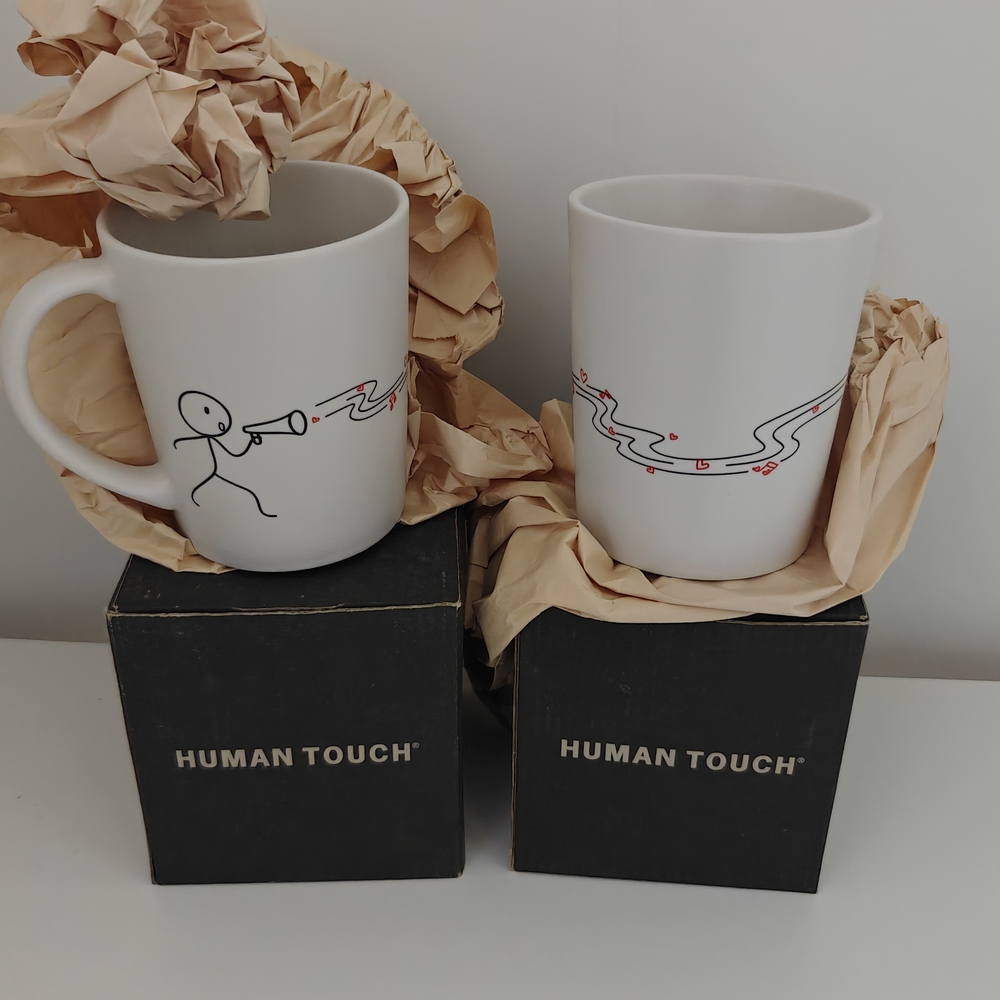 White Mug Set with Artistic Design